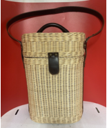 Woven Wicker Wine Bottle Basket Dual Compartment w/Carry Handle 14&quot; x 9&quot;... - £42.81 GBP