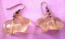 Vintage Silver Color Acrylic Easter Bunny Dangling Pierced Earrings - £11.84 GBP