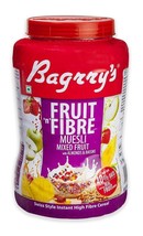 Bagrry&#39;s Fruit N Fibre Muesli, Mixed Fruit, 1 kg (Free shipping worldwide) - $45.17