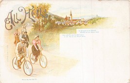 All Heil Men &amp; Women Riding BICYCLES-1900s Postcard - £10.56 GBP