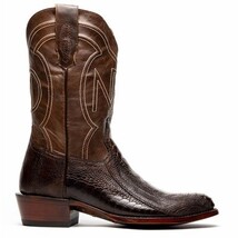 DENVER Genuine Ostrich Leg Skin Cowboy Boot from the Western CollectionClear Bro image 6