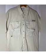 Columbia PFG Men&#39;s Button Up Large (L) Tan Camel Shade Short Sleeve Vented - €10,02 EUR