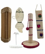 5 Cat Scratcher Set- Post Corner Tether Ball Wall Hanging Mouse Fun Sisa... - $445.40 MXN
