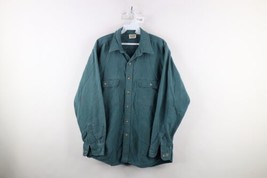 Vintage 90s Five Brother Mens Large Thrashed Chamois Cloth Button Shirt ... - $39.55
