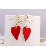 Heart Earrings, Bow Earrings, Gold Heart Earrings, Pink Heart Earrings, ... - £15.70 GBP