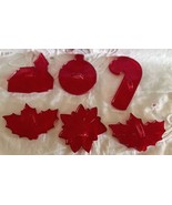 6 Vintage HRM Red Plastic Cookies Cutters Leaves Ornament Church Candy C... - $239.70 MXN
