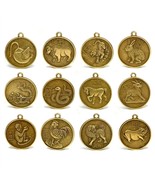 SET OF 12 CHINESE ZODIAC CHARMS 1&quot; Pendant Feng Shui Lunar New Year Horo... - $20.51 CAD