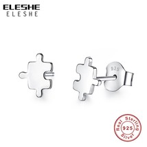 ELESHE Cute Cartoon Toys Mini jigsaw Puzzle Stud Earrings for Women 925 Sterling - £11.66 GBP