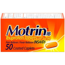 Motrin IB Ibuprofen 200mg Tablets for Pain &amp; Fever Relief, 50 Ct Exp 02/... - £7.78 GBP