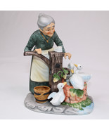 Vintage Lefton 5755 Figurine Bisque Porcelain Woman At Water Pump With D... - $16.88