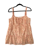 HALOGEN Womens Top Orange Floral Camisole Summer Blouse Sleeveless Size M - £6.04 GBP