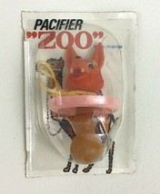 Vintage Pacifier Zoo Binky Brown Latex Nipple Pink Fox Made in Spain 1950s A6 - £34.07 GBP
