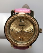 NEW Geneva 25237 Women&#39;s Large Gold and Crystal Encrusted Fashion Pink Watch - £10.05 GBP