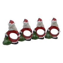 Vintage Lot of 4 Ceramic Santa Claus Christmas Napkin Rings Set of 4 Red... - $9.49