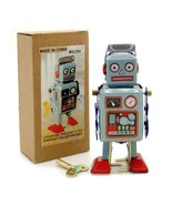TIN TOY ROBOT 4.5&quot; Wind Up Blue Litho Retro Collectible Cute Mini Radico... - €13,07 EUR