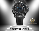 Tommy Hilfiger Herren-Armbanduhr mit schwarzem Zifferblatt und Silikonba... - $120.44