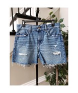 Old Navy Cut Off Shorts Women 4 Blue Denim Distressed High Rise Slouchy ... - $47.54 CAD
