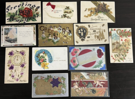 Antique Seasons Greetings Postcards From 1900s  Lot 12 Various Posted &amp; ... - $19.30