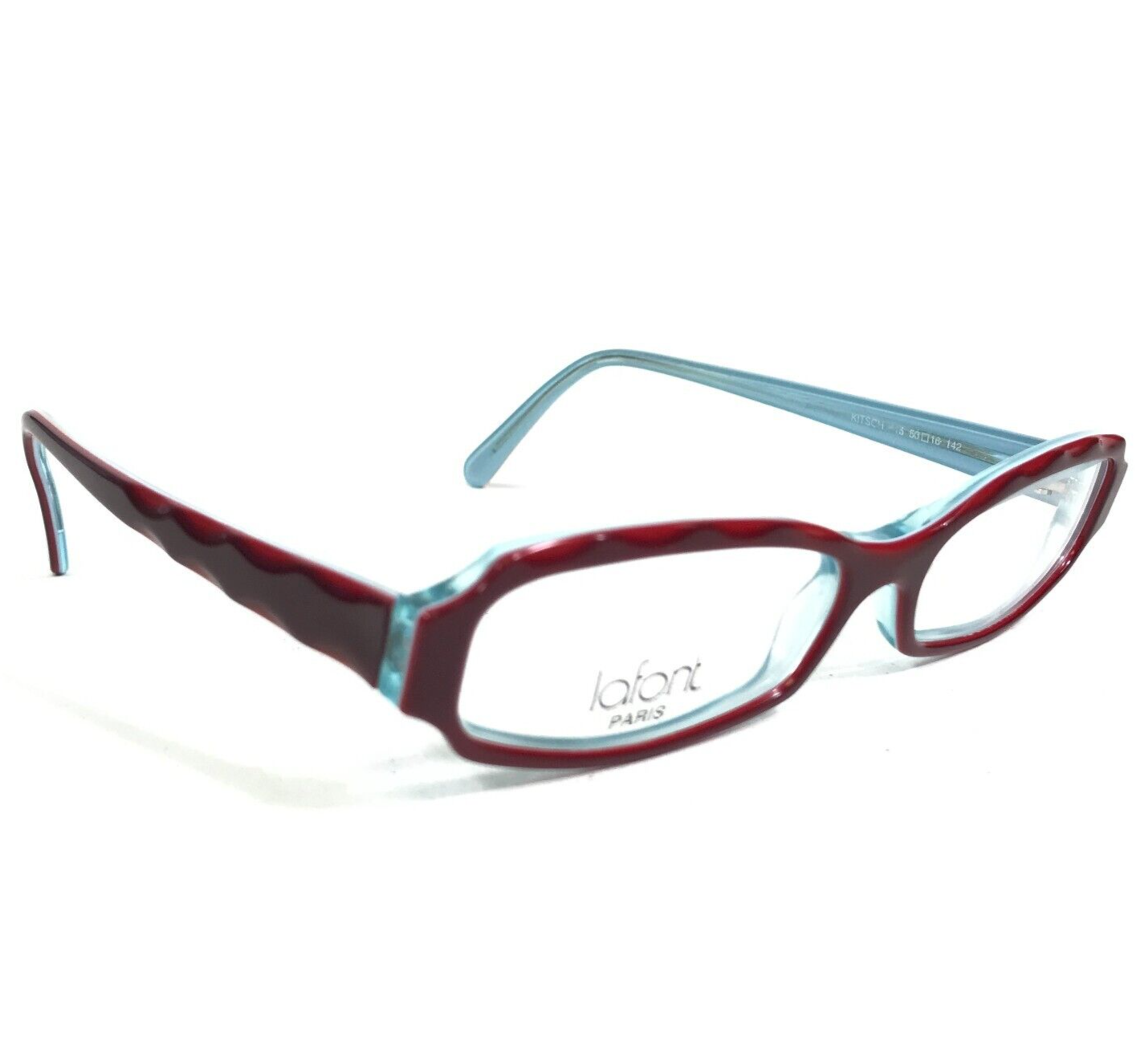 Jean Lafont Brille Rahmen Kitsch 615 Blau Weinrot Rot Gerippt 50-16-142 - $128.69