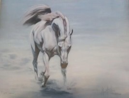 Vtg Horse Print &quot;First Snow&quot; By Kim McElroy Original Pastel 49/500 Embossed Seal - $222.63