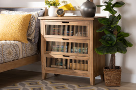 Aiden Rustic Medium Oak Finished 3-Drawer Wood Spindle Storage Cabinet - $3,730.89 MXN