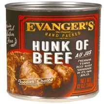 Evanger&#39;s Hand Packed Wet Dog Food Hunk of Beef 12oz. (Case of 12) - £71.18 GBP