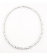 20.00ct t.w. Graduated CZ Tennis Necklace Set In Rhodium Plated Sterling... - $3,769.82 MXN