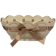 Lenox Porcelain Pierced Ribbon Scalloped Bowl Gold Trim Great Giftables 8" X 4" - £12.63 GBP