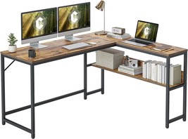 Rustic Brown Cubicubi L-Shaped Desk, 55-1/4-Inch Corner Computer Desk With - £85.36 GBP