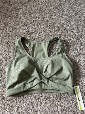 Nicole Miller green Embos Floral Sports Bra Padded Racer Back Twist Fron... - $17.99