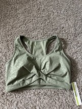 Nicole Miller green Embos Floral Sports Bra Padded Racer Back Twist Fron... - $17.99