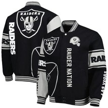 Las Vegas Raiders JH Design Cotton Twill Full Snap Jacket  Black  Embroi... - £141.21 GBP