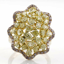 3.44ct Natural Fancy Yellow &amp; Pink Diamond Engagement Ring 18K Solid Gold - £5,259.00 GBP
