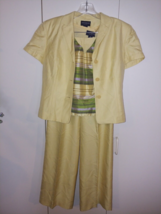 Ann Taylor Ladies 3-PC Ss Silk Pant SUIT-6P(8PTANK)-WORN ONCE-ALL Fully Lined - £22.17 GBP