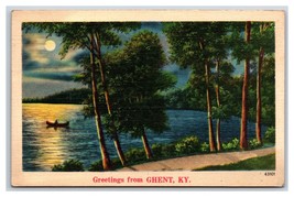 Generic Lake Scene Greetings From Ghent Kentucky KY Linen Postcard G18 - £3.84 GBP