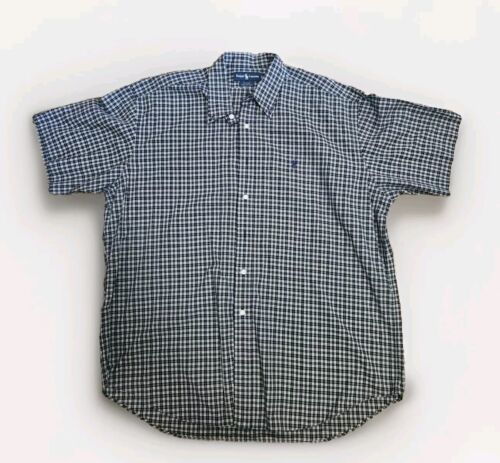 Ralph Lauren Polo Short Sleeve Blake Mens XL Blue Check Button Up Soft - $22.72