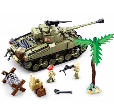 1 Set Military Pazer Tank War II North Africa Building Blocks WW2 Bricks Toys