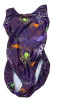 Foxy&#39;s Halloween Spider Print Leotard A/S Nylon Spandex Purple Made In USA - $33.50 CAD