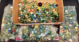 Vintage Glass Marble Lot, Unsorted, 2.5 Pounds, 160+ Marbles, Read Below! - £27.58 GBP