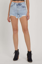 RISEN Full Size High Rise Rhinestone Strap Embellished Denim Shorts - £43.43 GBP