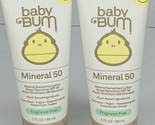 2 Baby Bum Mineral50 Fragrance Free Sunscreen Lotion SPF 50 3oz Sealed *... - $12.86