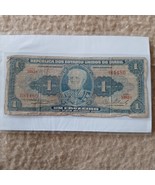 BRAZIL Old 1 CRUZEIRO Banknote - Authentic SER 1683 4480 - $4.25