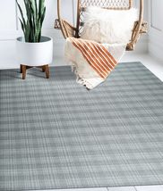 EORC T201GY10X14 Hand Knotted Wool Reversible Plaid Rug, 10&#39; x 14&#39;, Gray Area Ru - £164.46 GBP+