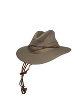 Dorfman Pacific Safari Hat, Wide Brim, Cotton Mesh, Outback Tan Leather Strap - £12.32 GBP