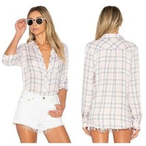 Rails Hunter Long Sleeve Button-Down Shirt Plaid Top Blush Dove Size Small - £33.63 GBP