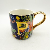 Rifle Paper Co Anthropologie Floral Golden Letter P Monogram Coffee Mug - $18.00