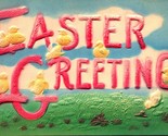 Airbrushed Large Letter Easter Greetings High Relief Embossed DB Postcar... - $7.87