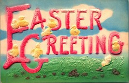 Airbrushed Large Letter Easter Greetings High Relief Embossed DB Postcard C12 - £6.18 GBP