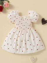 Baby Girl Heart Print Square Neck Dress - £24.82 GBP