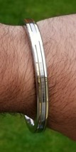 Sikh kara stainless steel brass lines smooth flat kada singh kaur bangle gift v6 - £19.23 GBP